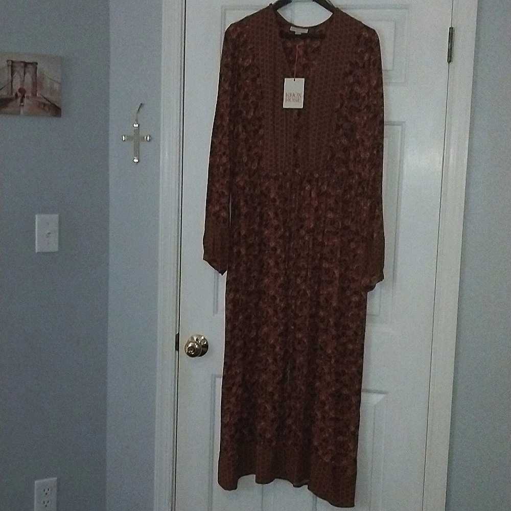 New Knox rose orange floral maxi long sleeve sun dress